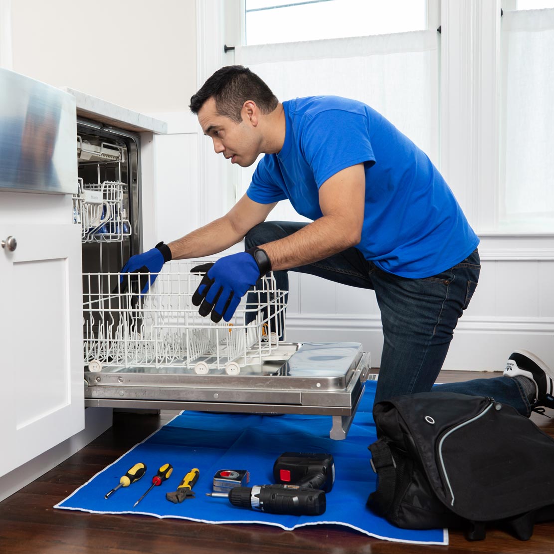 Plumber Fixing a Dishwasher